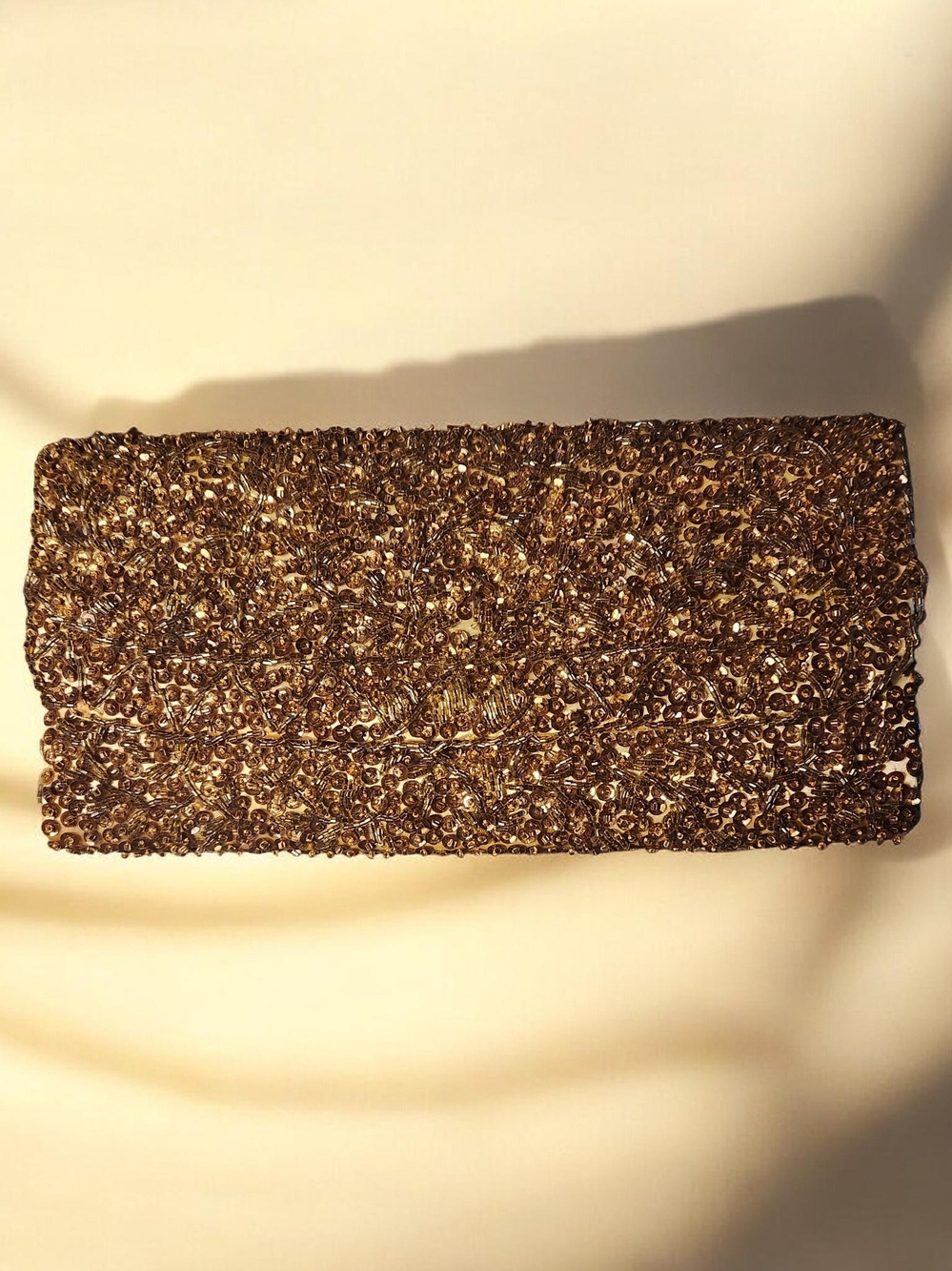 Vintage La Regale Gold Hand Beaded Evening Clutch Purse Hong Kong Wedding